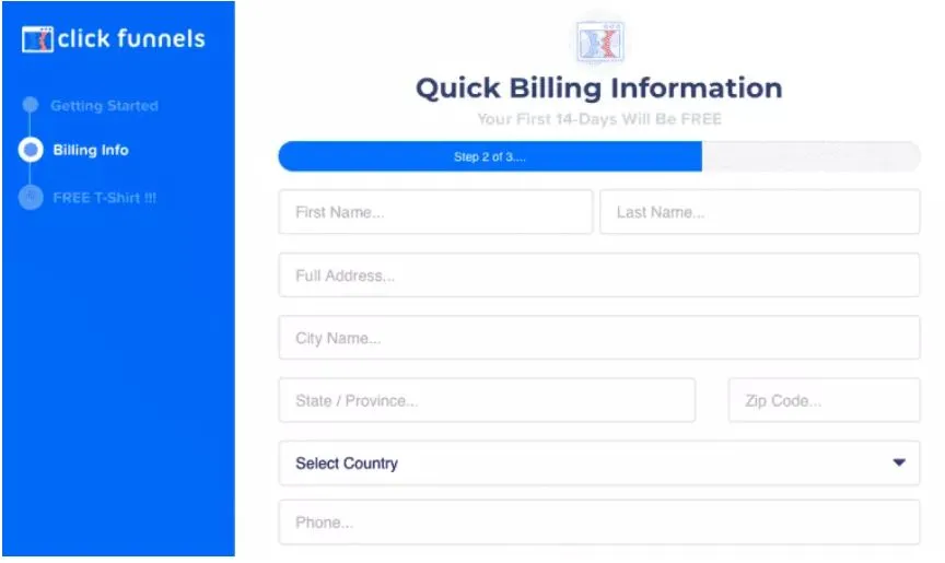 Billing Information page