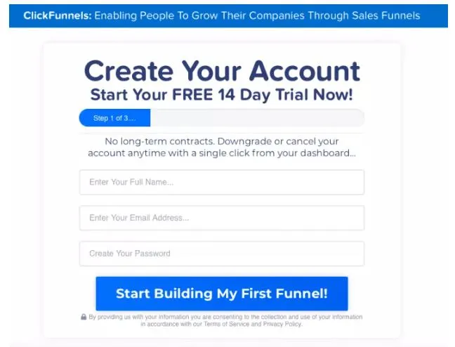 First Funnel blue button