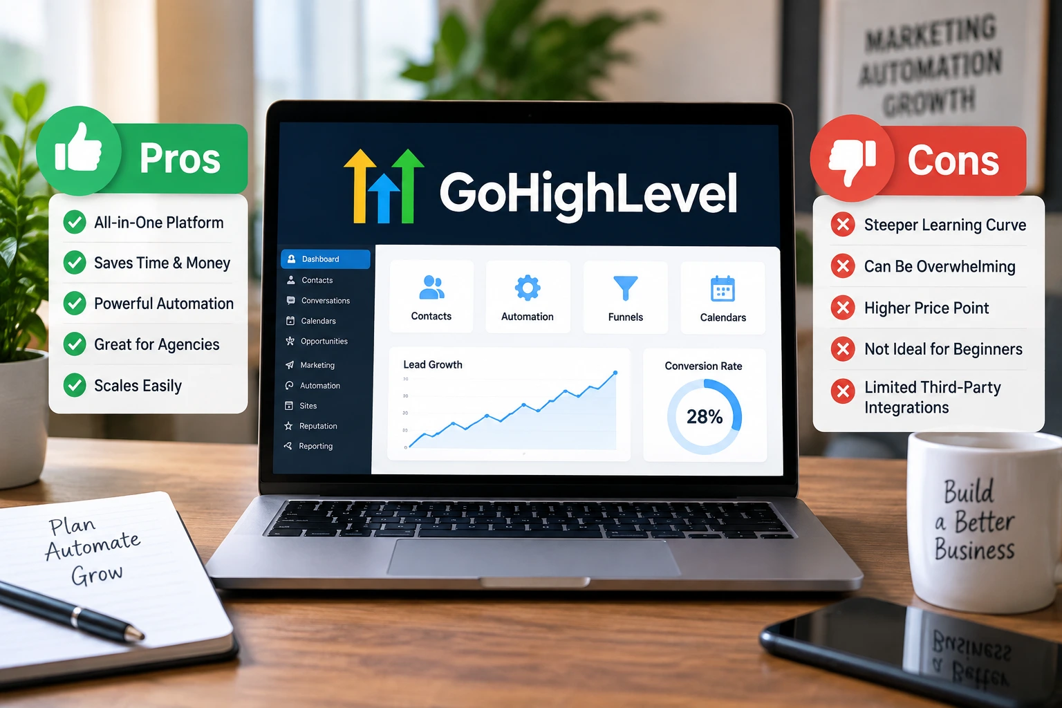 GoHighLevel Pros and Cons